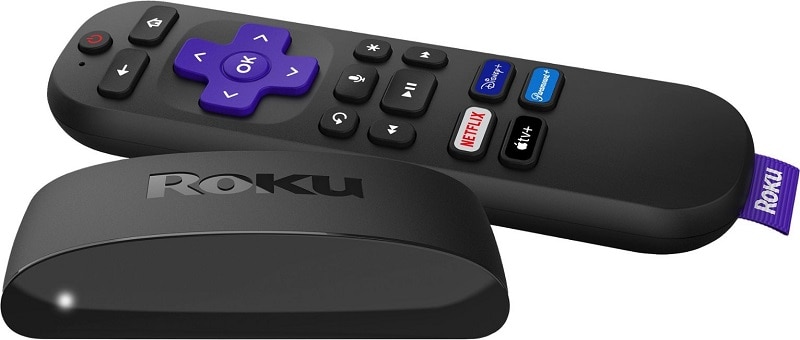 Roku Express 4K+ | Streaming Player HD/4K/HDR with Roku Voice Remote with TV Controls, includes Premium HDMI Cable – Black
