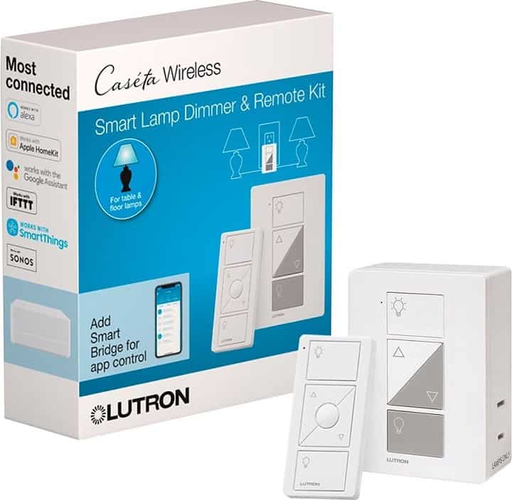 Lutron – Caseta Smart Lighting Lamp Dimmer and Remote Kit – White