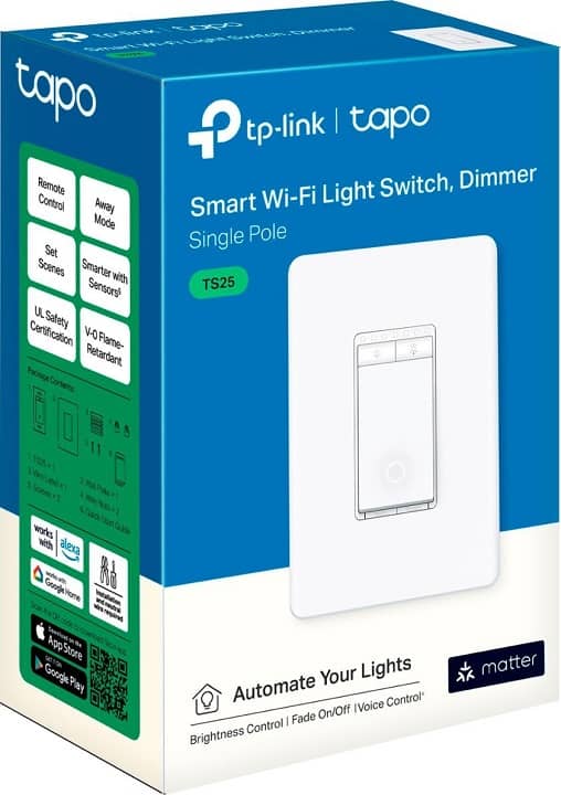 TP-Link – Tapo Smart Wi-Fi Light Dimmer Switch with Matter – White