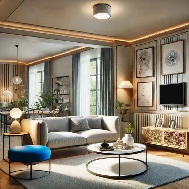 Living room with various lights