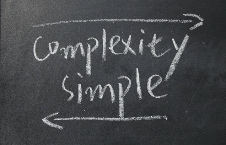 Complexity vs Simple on a blackboard