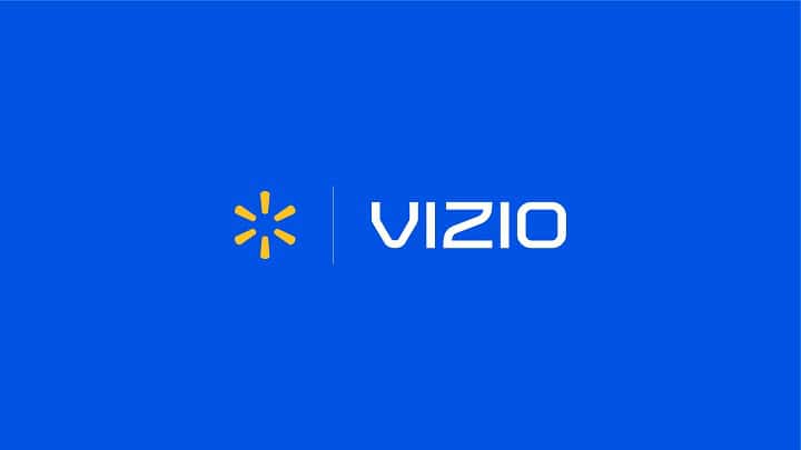 Walmart and Vizio logos on blue background