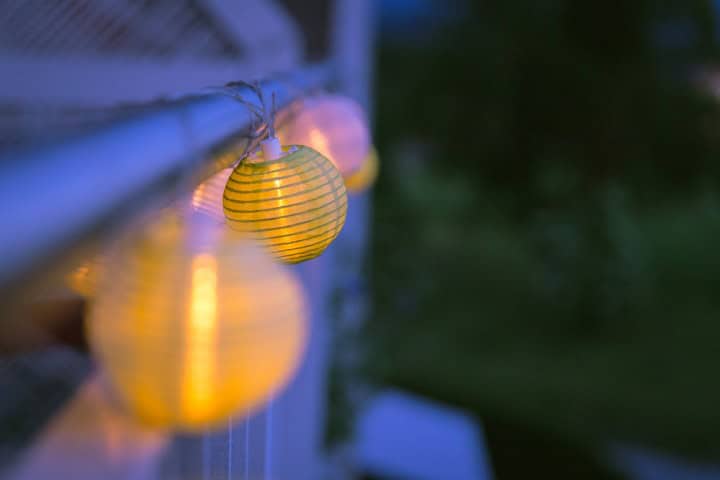 Lights wrapped around a pipe